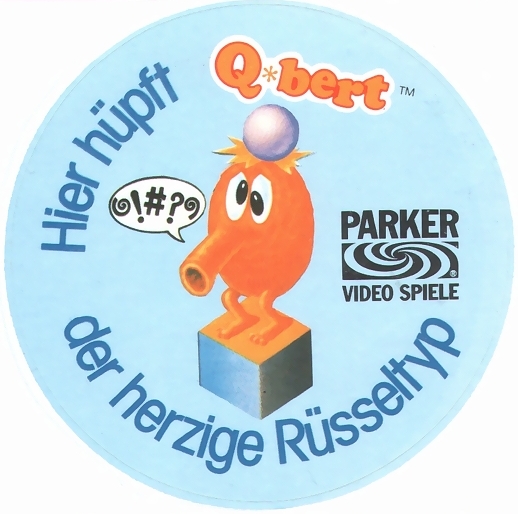 Parker Video Spiele Q*bert "Hier huepft der herzige Rsseltyp" Sticker (Q-bert Qbert)