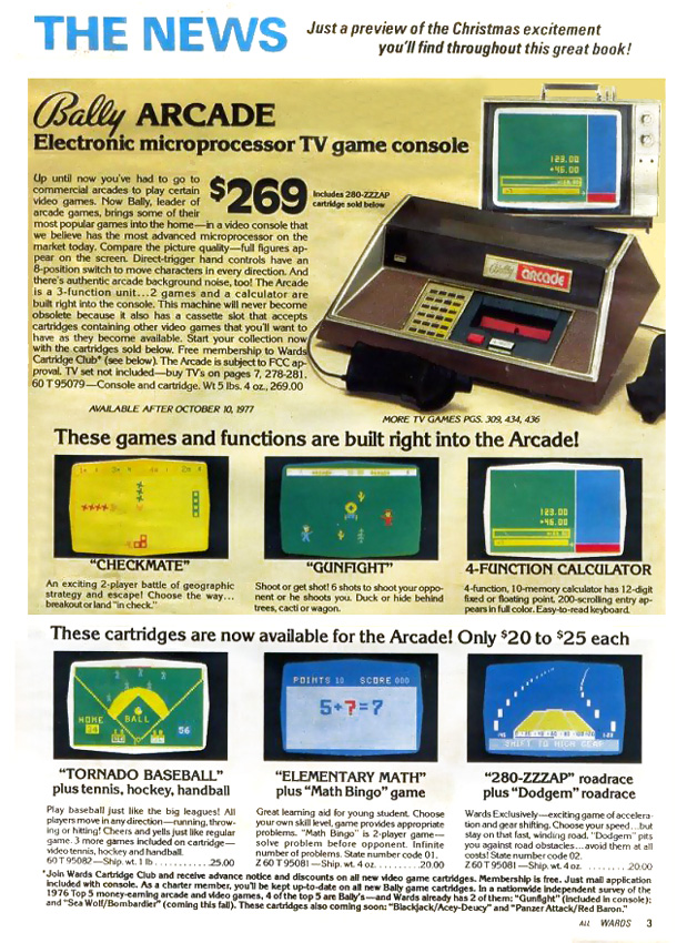 Bally Arcade "Electronic Microprocessor TV Game Console" (Montgomery Ward) Ad