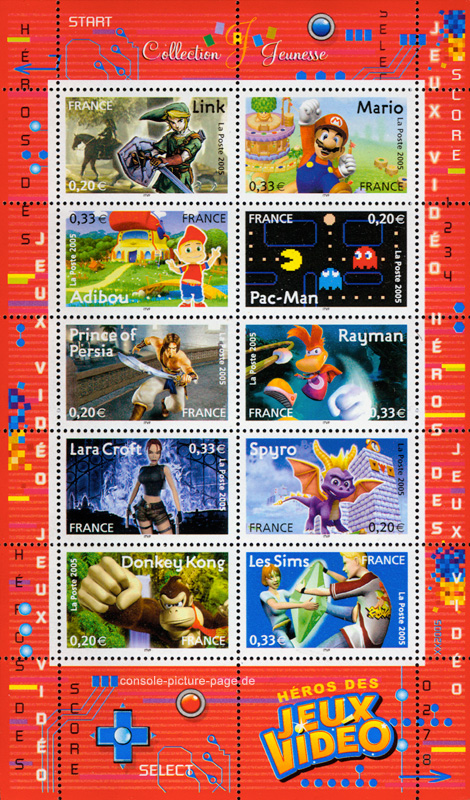 Video Game Briefmarken "Hros des Jeux Video" Mario, Pac-Man, Donkey-Kong