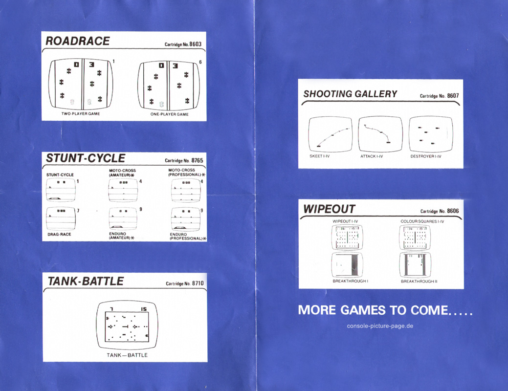 Novex TV-1010 Programmable Cartridge TV Game Catalogs